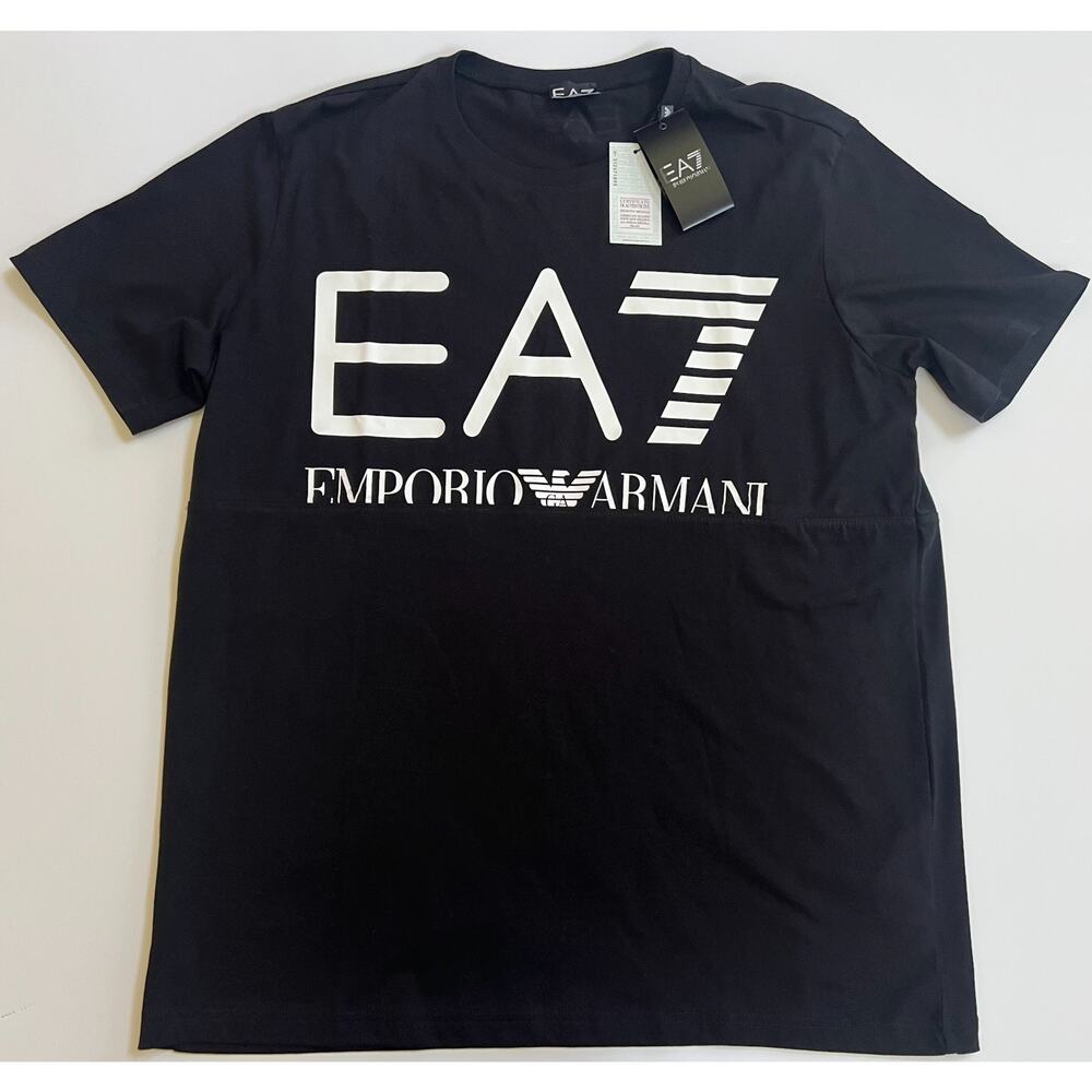 EA7 Emporio Armani Logo T-Shirt Black Men's Size 2XL New